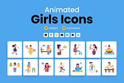 Animated Flat Girls Icons, a Duotone Icon by Prosymbols (Thumbnail 1 of 10)