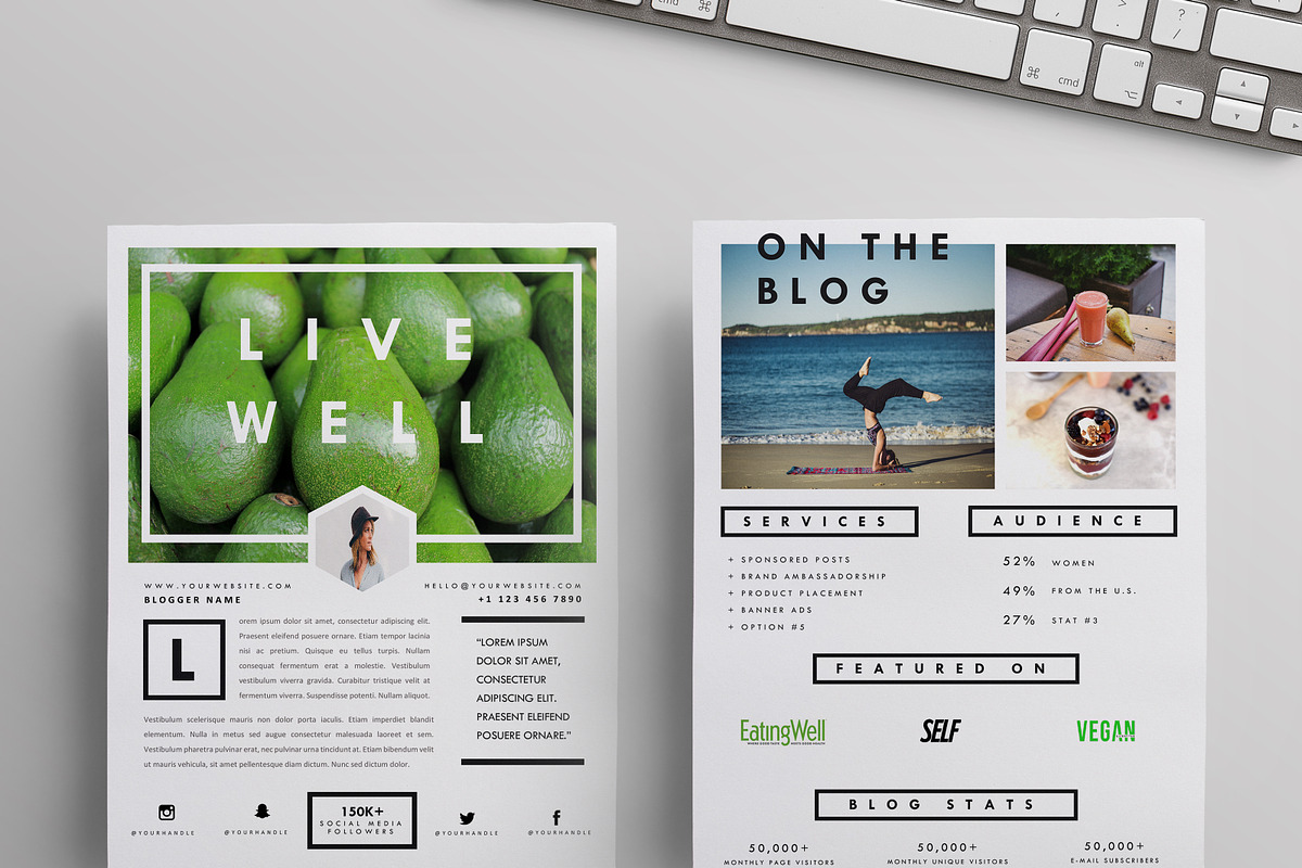 Blog Media Kit Template | Two Pages, a Stationery Template by Blogger Kit Co. (Photo 1 of 3)