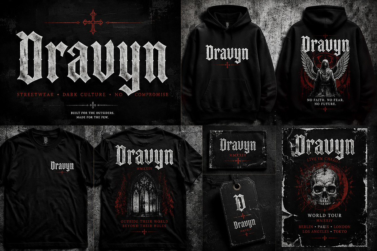Dravyn – Gothic Blackletter Typeface, a Blackletter Font by Wow Magic (Photo 2 of 5)