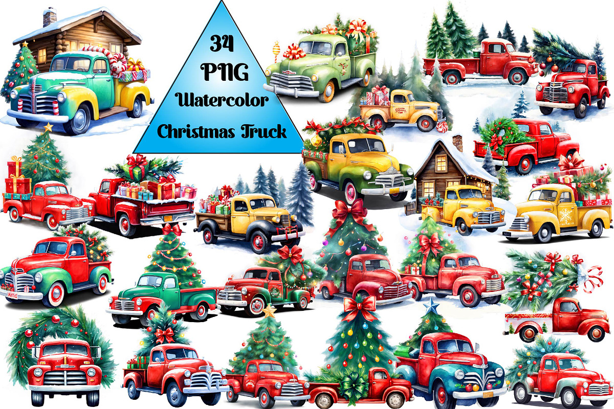 Watercolor Christmas Truck- PNG, an Arts & Entertainment Photo by Wow Magic (Photo 1 of 4)