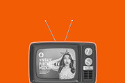 Vintage Portable TV with Old Video E, a Product Mockup by OneVectorStock (Thumbnail 4 of 19)