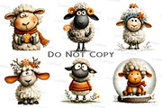 Quirky Winter Sheep Clipart, an Illustration by Craft Nest (Thumbnail 3 of 8)