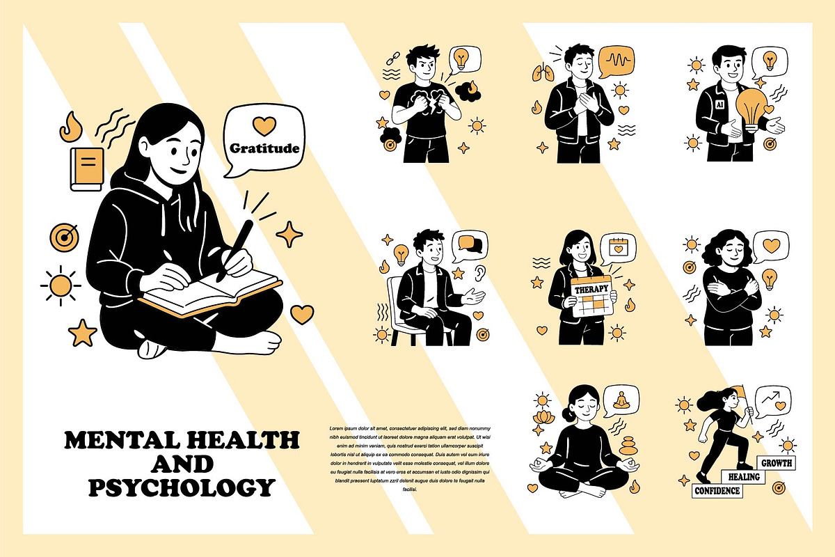 illustration set on mental health, a Healthcare Illustration by frog.ground (Photo 2 of 2)