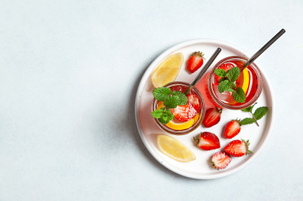 cold lemonade with strawberry