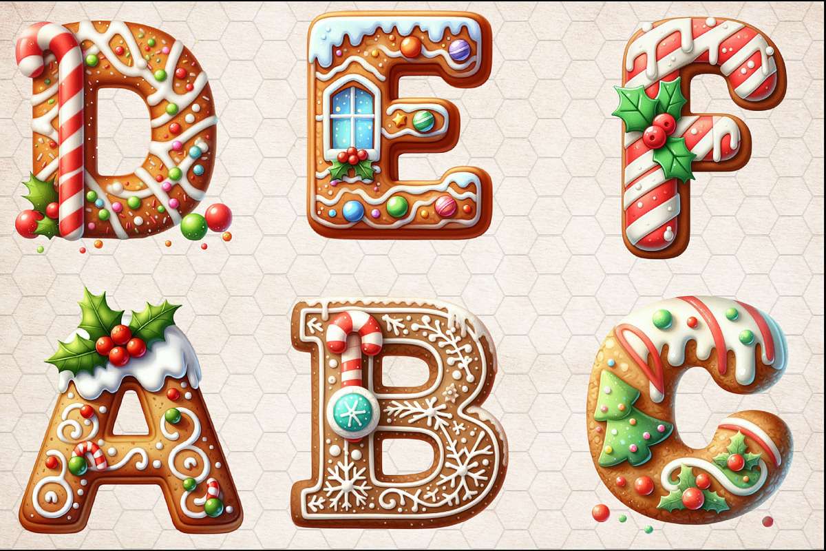Christmas Gingerbread Alphabet Png, an Illustration by SinaCreation (Photo 3 of 5)
