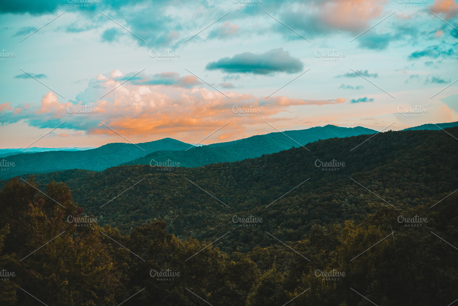 Western north carolina containing mountains, sunset, and golden hour, a Nature Photo by AlyssaKayeGraham