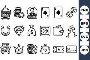 Casino Vector Icon Set, an Illustration by designvectx