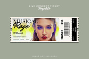 Live Concert Ticket Template PSD, a Card Template by Posterfello (Thumbnail 1 of 3)