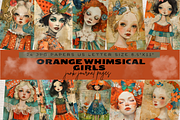 ORANGE WHIMSICAL GIRLS JUNK JOURNAL, a Person Illustration by Daring Digies (Thumbnail 1 of 6)