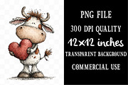 Whimsical Valentine Cow Clipart, an Illustration by Designking (Thumbnail 4 of 5)