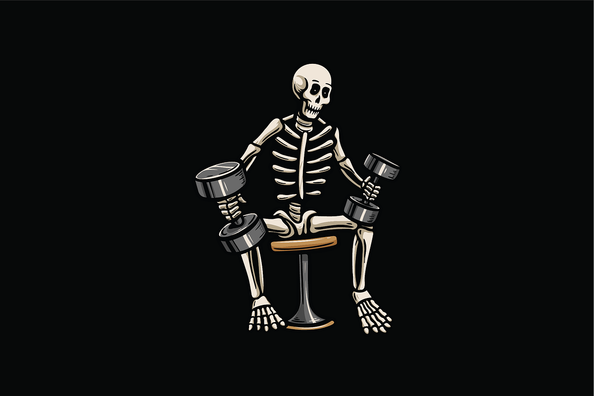 Skeleton Lifting Dumbbells, an Object Illustration by nomlimo.com (Photo 1 of 3)
