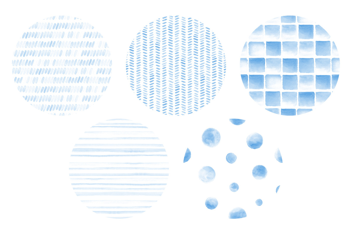 20 Watercolor Patterns Blue, a Pattern Graphic by DESIGN BY nube (Photo 2 of 5)