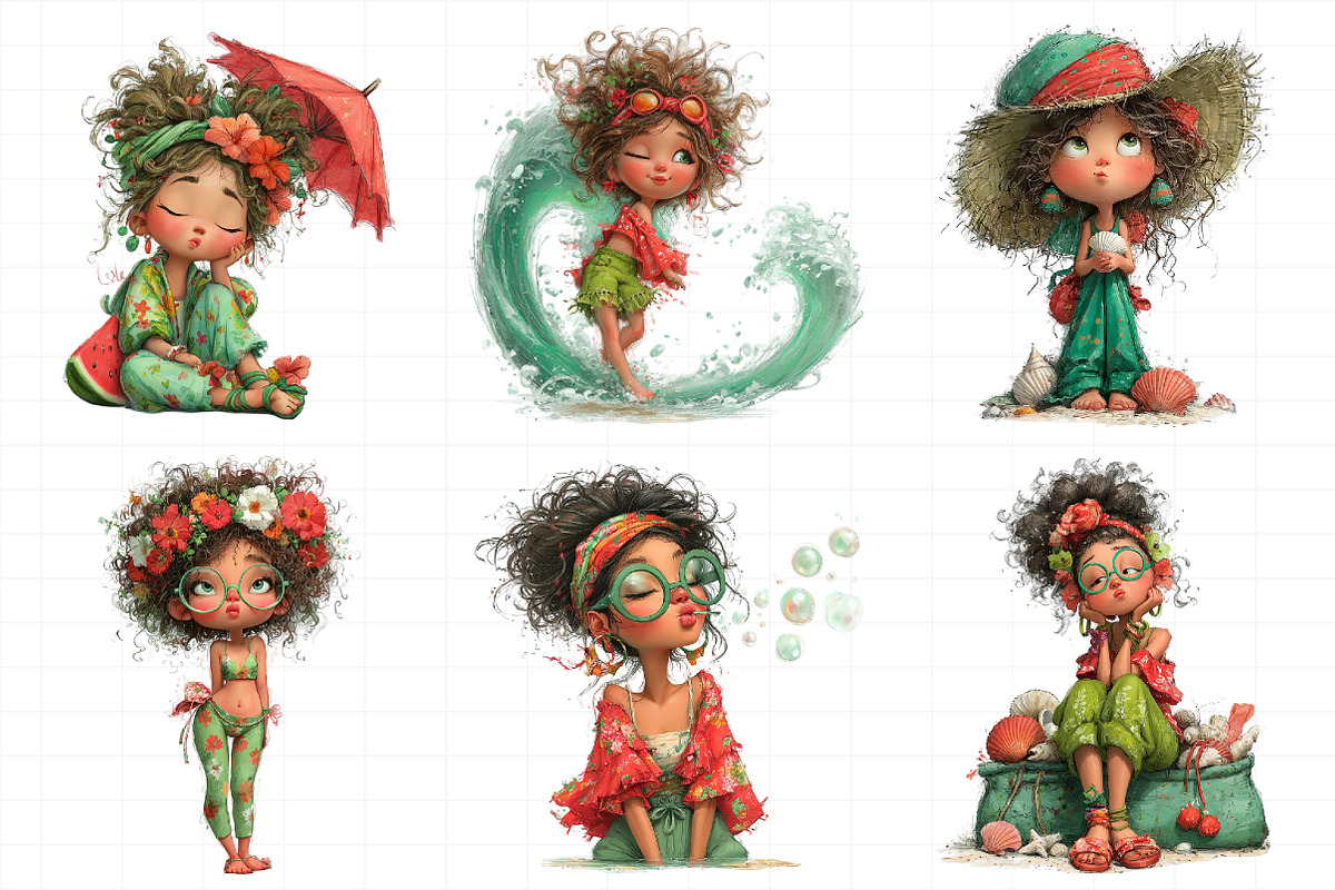 Whimsical Summer Beach Girl Clipart, an Illustration by Daily.Designs (Photo 4 of 7)