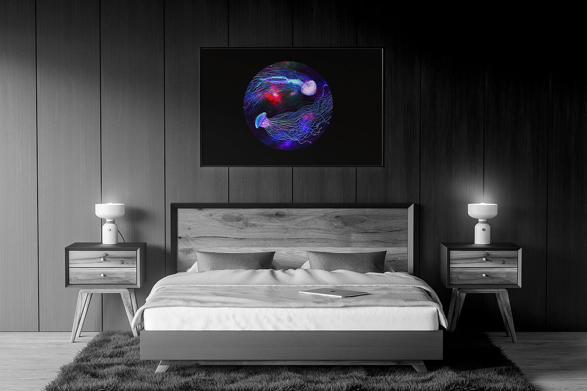 Jellyfish in the Galaxy Abstract set, a Texture Illustration by white angel arts (Photo 2 of 16)