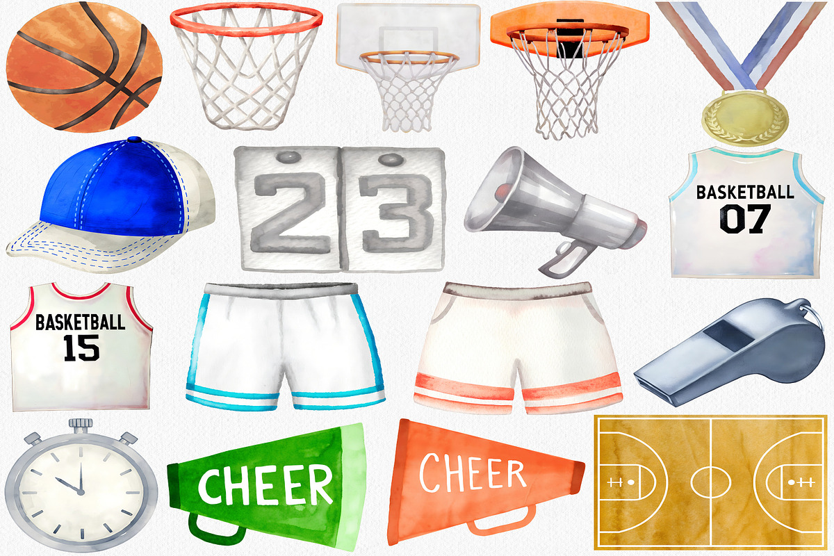 Watercolor Basketball Clipart Set, a Sport Illustration by CropUp Creative (Photo 2 of 4)