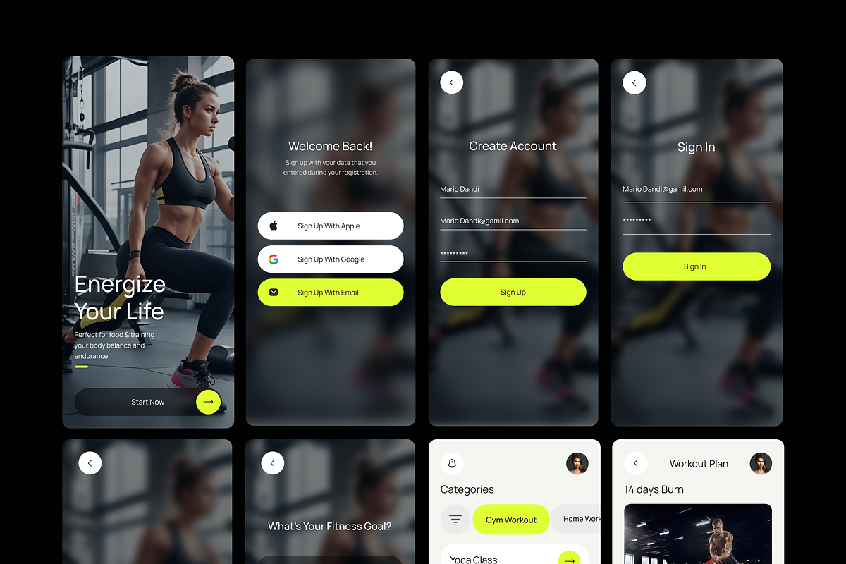 Fitflow Mobile App UI Kit, a Websites & App Template by Brickclay (Photo 5 of 5)