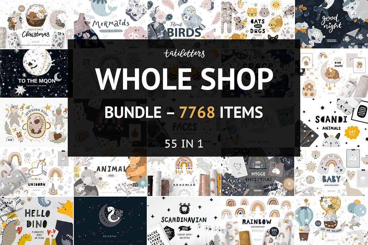 Whole shop BUNDLE – 7768 kids items, an Animal Illustration by tatiletters (Photo 1 of 54)