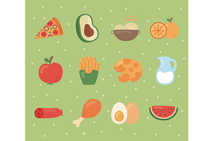 twelve food nutritive icons, a Food Illustration by studiogstock