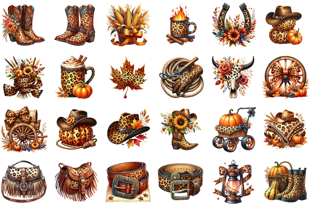 Leopard Western Fall Clipart, an Illustration by Sublimation Artist (Photo 2 of 6)
