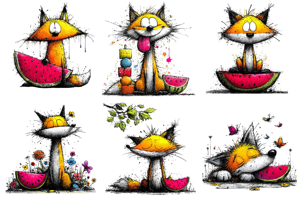 Summer Fox Enjoy Watermelon Clipart, an Illustration by DreamPrint404 (Photo 2 of 7)