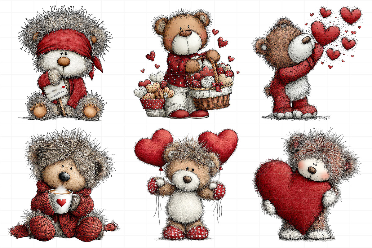 Valentine Teddy Bear Set, an Illustration by Daily.Designs (Photo 8 of 8)