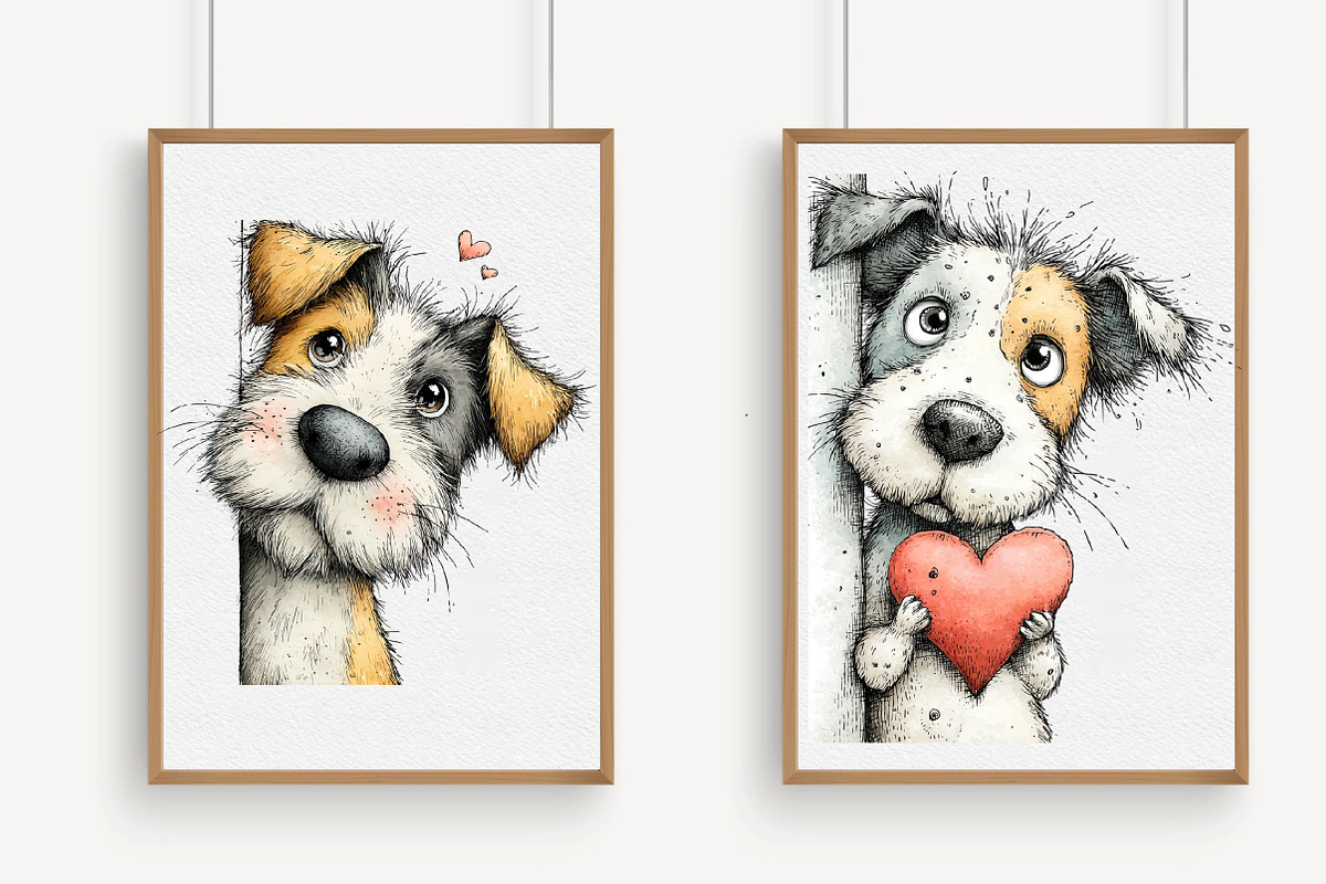 Funny Valentine Peeking Dog Clipart, an Illustration by Libby Wishes (Photo 4 of 9)