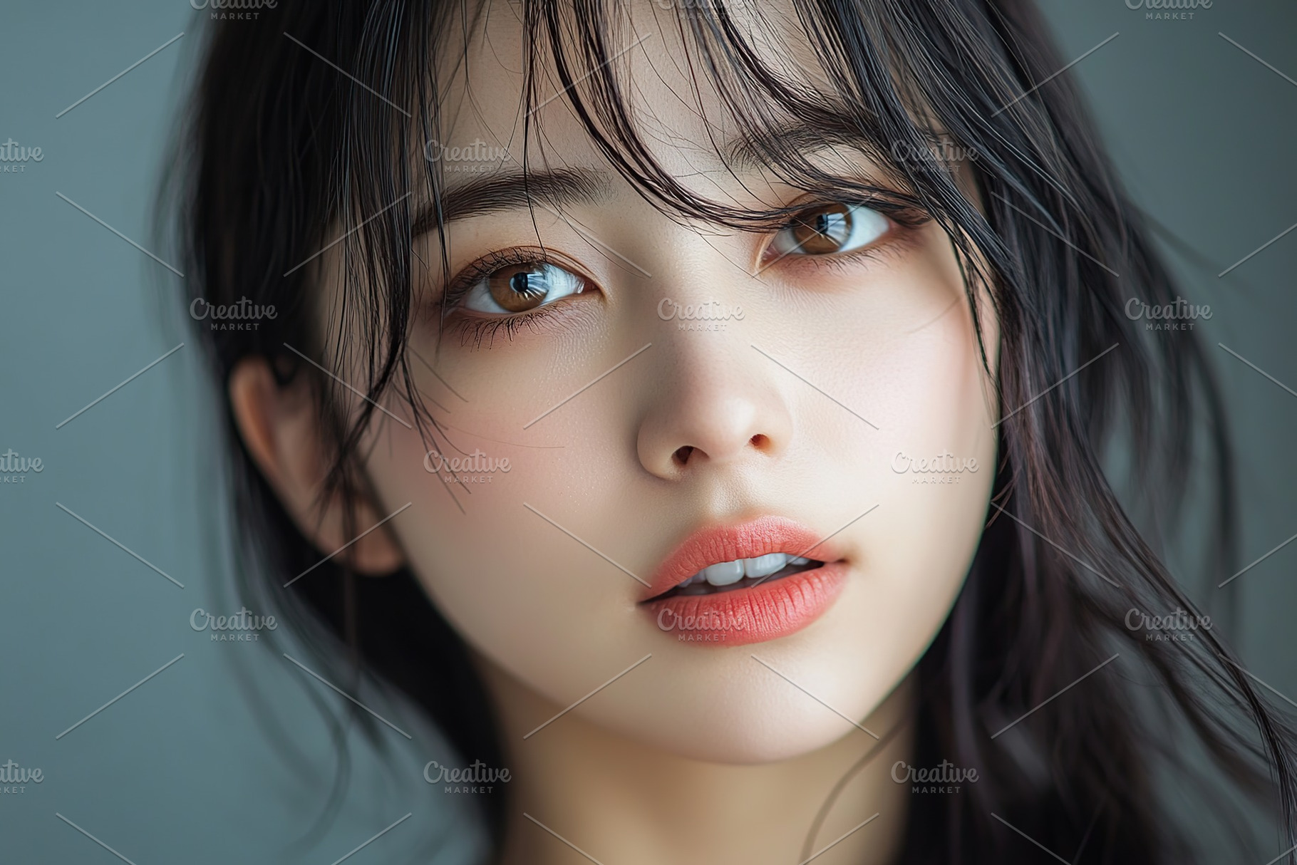 Model asian woman posing and looking at camera in photo studio, a Person Photo by AlyaAnd