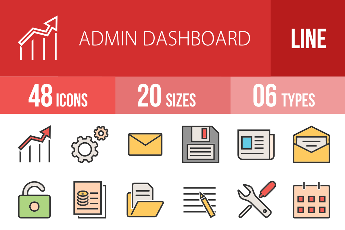 48 Admin Dashboard Line Filled Icons, an Outline Icon by IconBunny