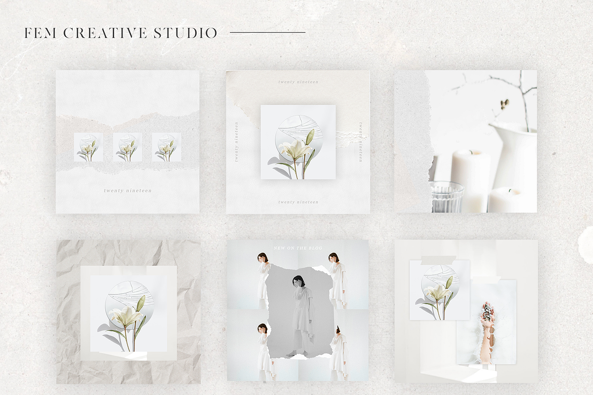 Ripped Paper Templates + Graphics, a Social Media Template by FEM Creative Studio (Photo 2 of 8)