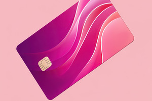 Modern pink and purple credit card design, a Business Photo by AlyaAnd