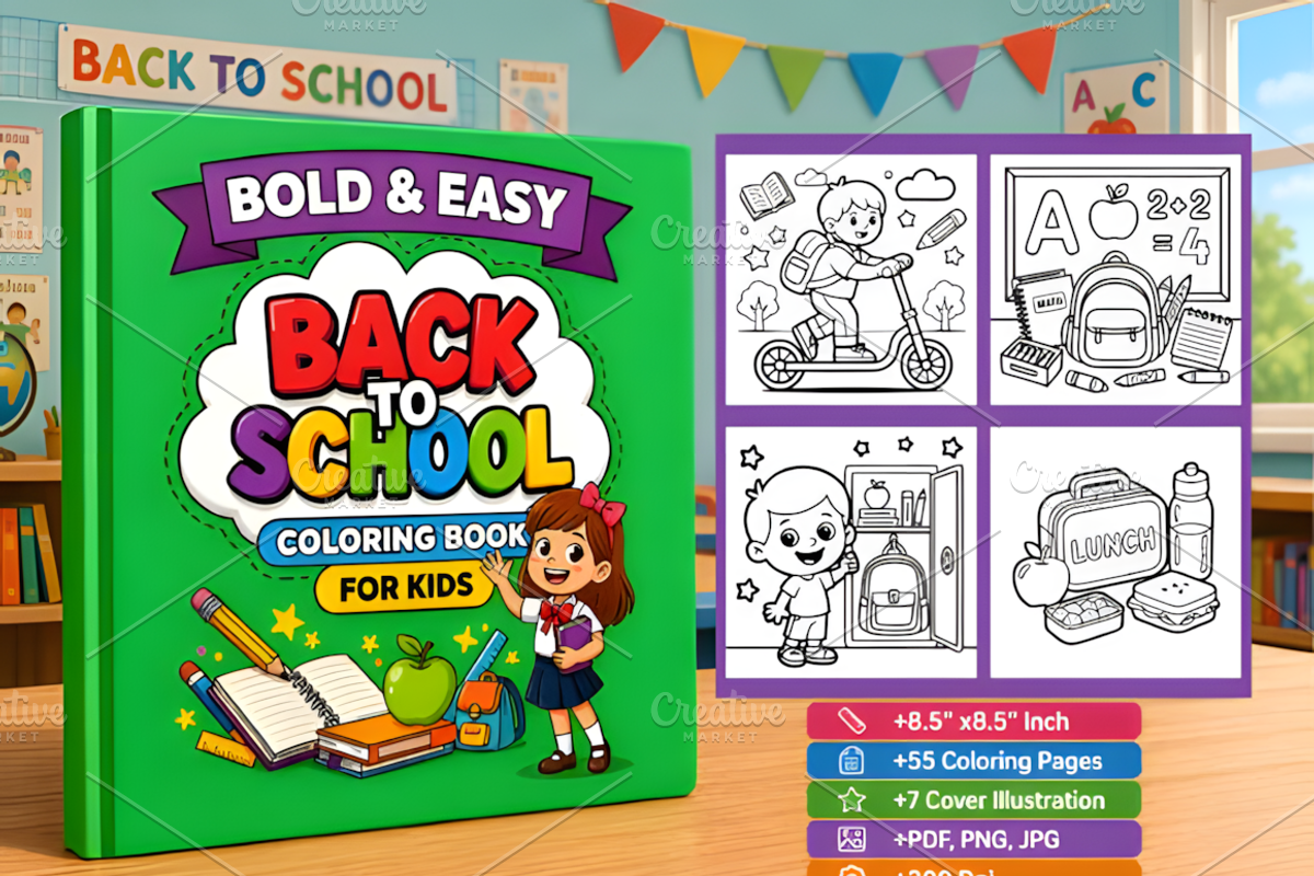 Bold & Easy Back to School Coloring, an Education Illustration by Coco Bloom (Photo 4 of 6)