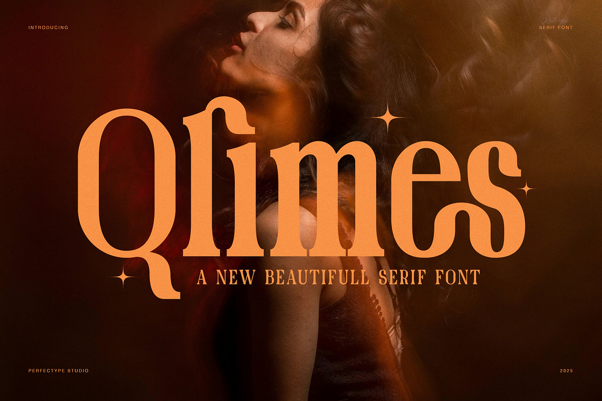 Qlimes modern retro serif font, a Serif Font by Perfectype (Photo 1 of 8)