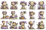 Whimsical Summer Cat Clipart, an Illustration by OK Design (Thumbnail 3 of 6)