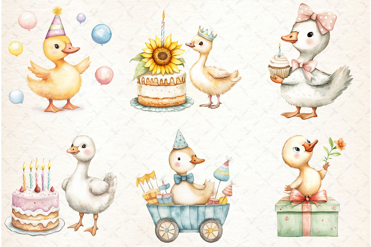 Watercolor Baby White Goose Birthday, an Illustration by Watercolor design (Photo 4 of 4)
