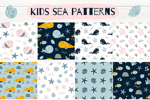 Sea Whales. Kids Animals Clipart