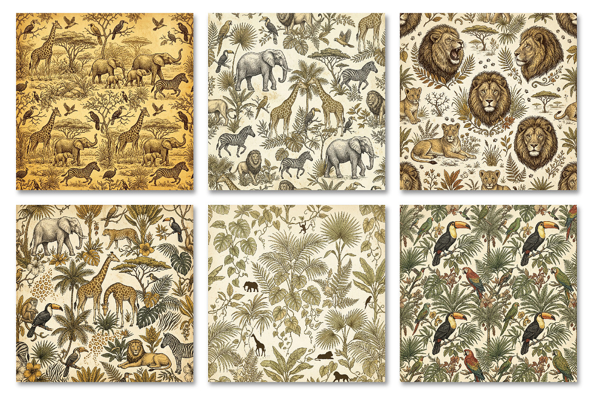 Vintage Jungle Safari Digital Patter, a Texture Graphic by Dream Creation (Photo 2 of 7)