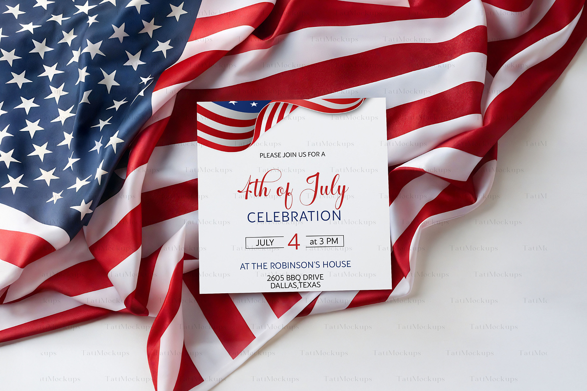 Patriotic Square Mockup with US Flag, a Product Mockup by TatiMockup (Photo 4 of 4)
