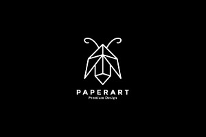 Insect Origami Lines Paper Logo