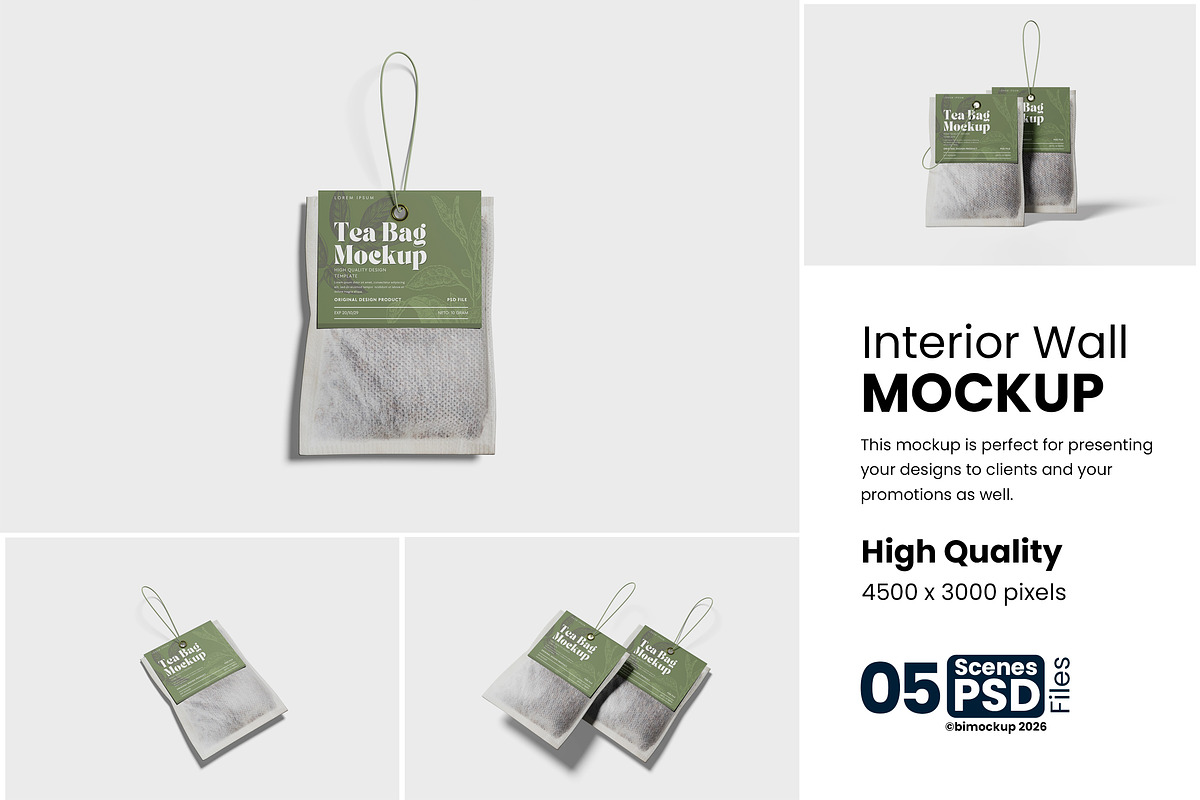 Tea Bag Mockup, a Product Mockup by bimockup (Photo 1 of 6)