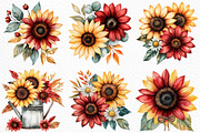 Watercolor Sunflowers Clipart, an Illustration by Craft Nest (Thumbnail 6 of 8)