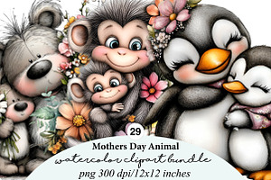 Mother's Day Animal Clipart Bundle, an Illustration by Digital Artistic99