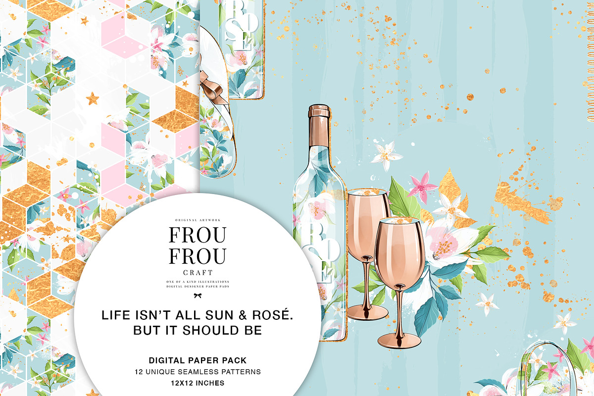 Summer Rose Gold Floral Paper Pack, a Pattern Graphic by Frou Fou Craft (Photo 6 of 7)