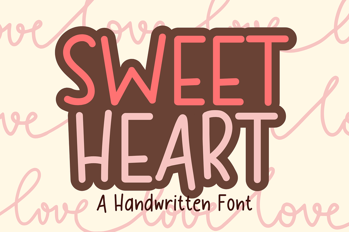 Sweetheart is a handwritten font, a Handwritten Font by Brown Cupple (Photo 1 of 5)