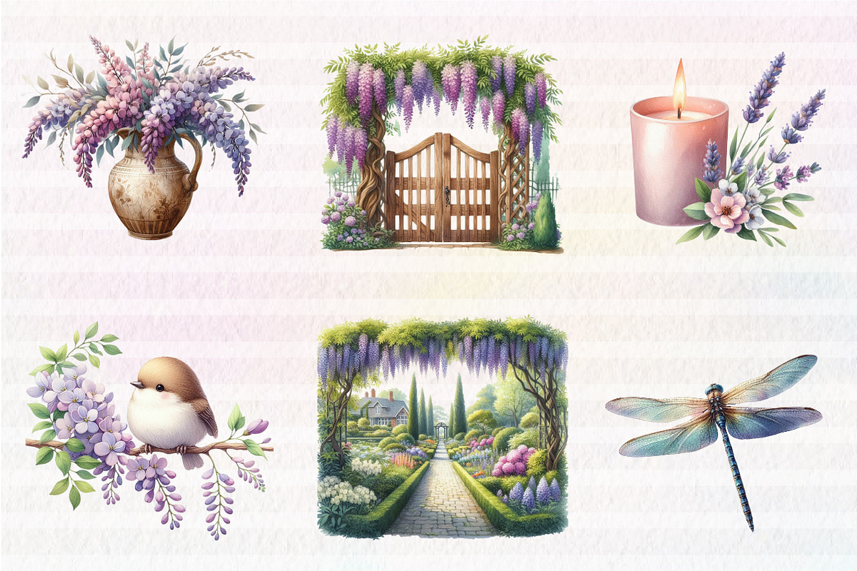 Wisteria Floral Garden Spring Clipar, an Illustration by CreationArt (Photo 9 of 9)