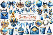 Blue and Gold Party Decorations, an Illustration by Designworld (Thumbnail 1 of 5)