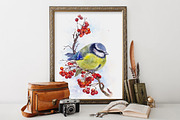 SALE! Watercolor Titmouse Great tit, a Decorative Illustration by MaryAmi (Thumbnail 3 of 3)
