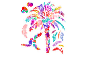 Object: colored palm tree. Hand, an Object Illustration by Nenahliadava Design
