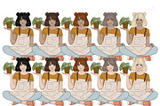 Plant Lover Girls Clipart, a Person Illustration by GlamArtZhanna (Thumbnail 5 of 5)