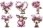 Valentine's Whimsical Deer Clipart, an Illustration by Dream Creation (Thumbnail 2 of 5)