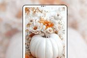 White Pumpkin Fall phone wallpaper, a Graphic by Kalindiprints (Thumbnail 3 of 6)